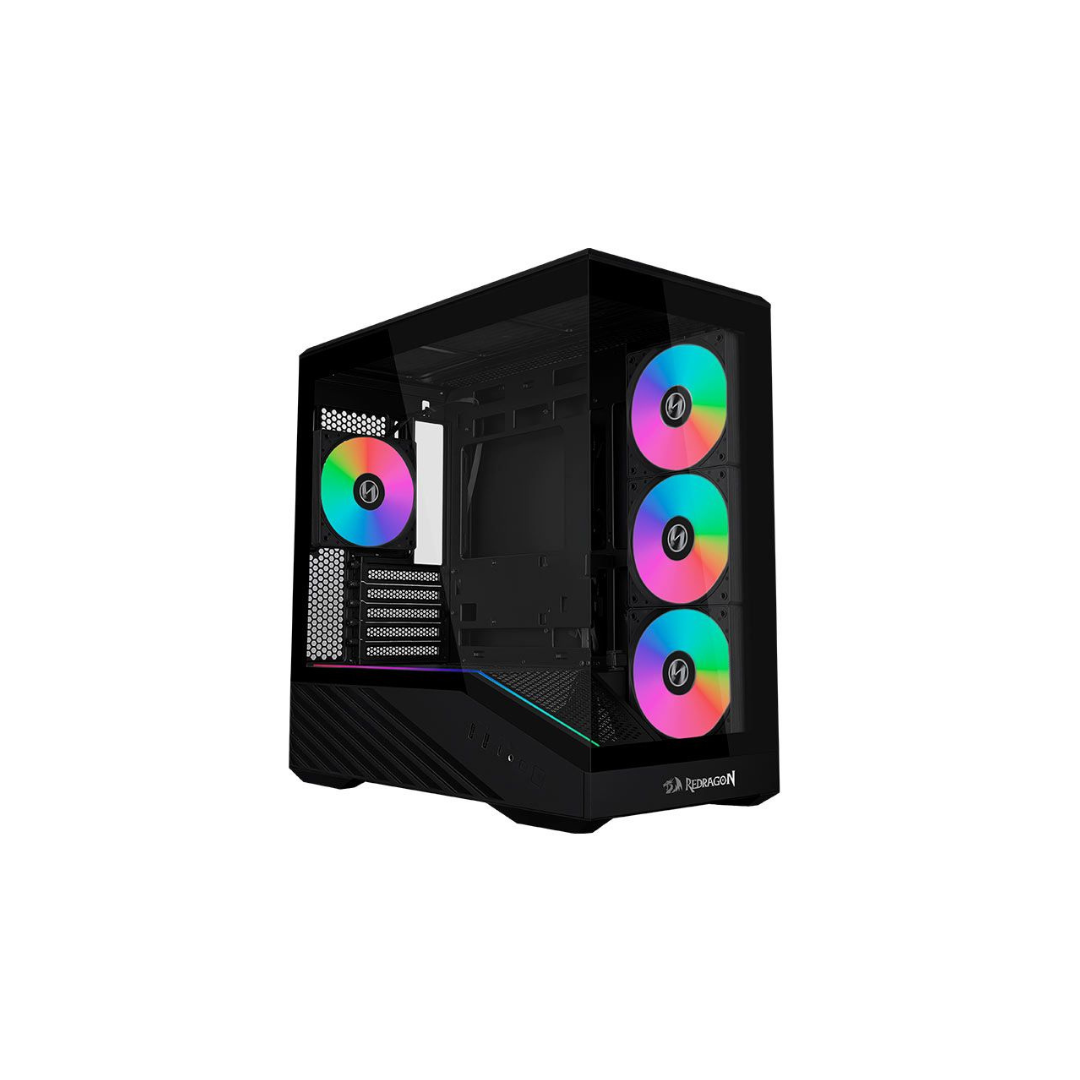 Gabinete Gamer Lian Li Vector V100 Mini X Redragon ARGB Mini Tower, Lateral em Vidro, 4 Fans - Preto